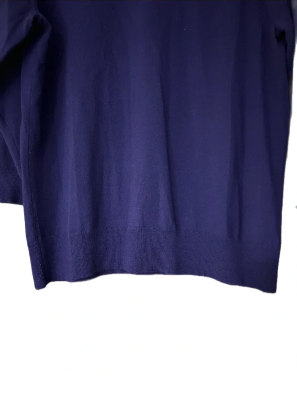 J.Crew Navy Blue Merino wool Tippe Sweater 3/4 Sleeve Size XL Classic Timeless